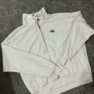 Aviator Nation Cream Half-Zip Sweatshirt with Rainbow Logo